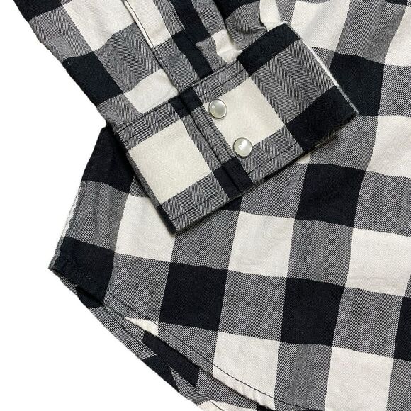 UNTUCKIT Holden Checker Plaid Flannel Black White Size 12 - Picture 5 of 6